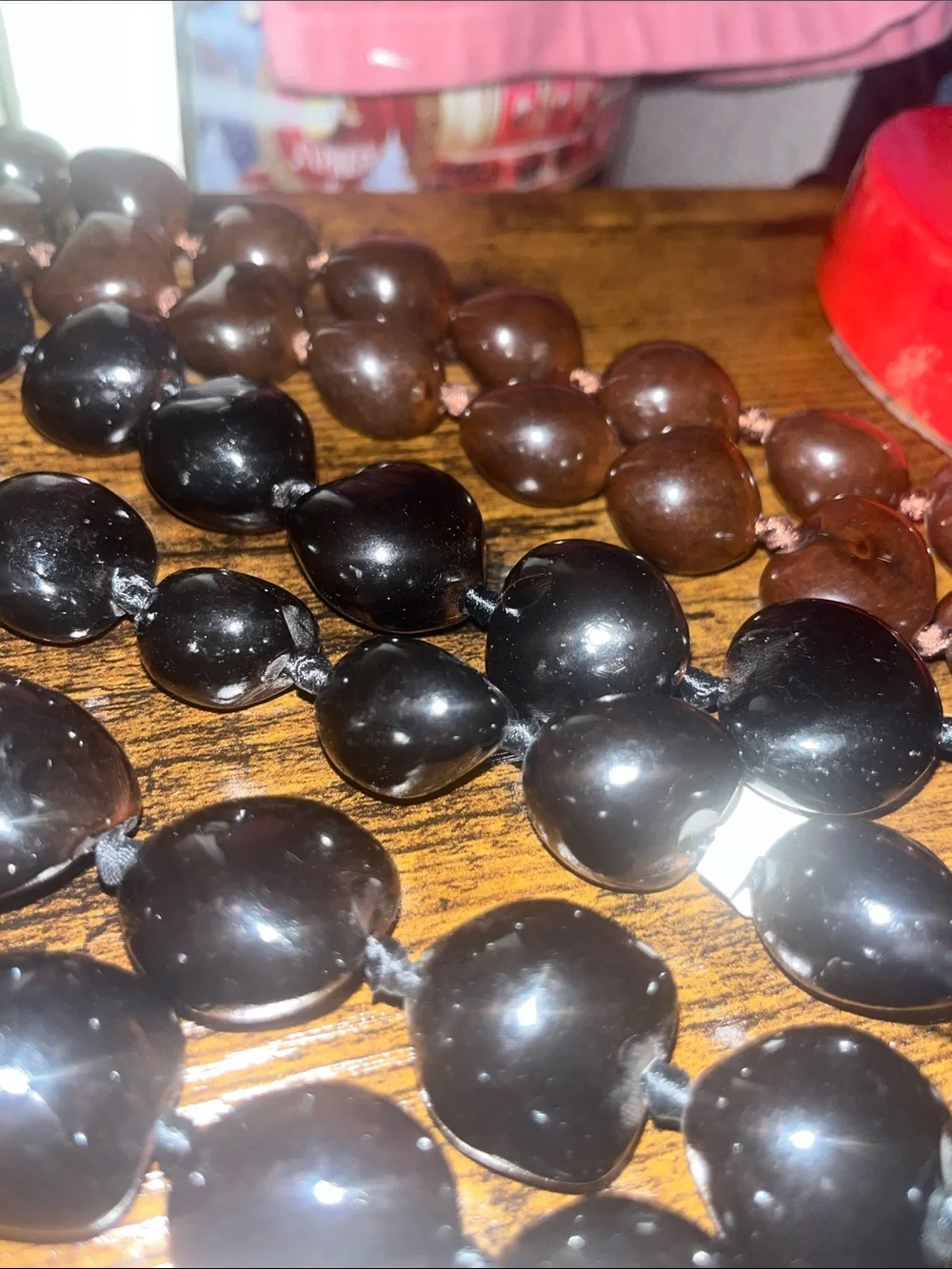 Hawaiian Kukui Nut Lei Necklaces 3 pcs